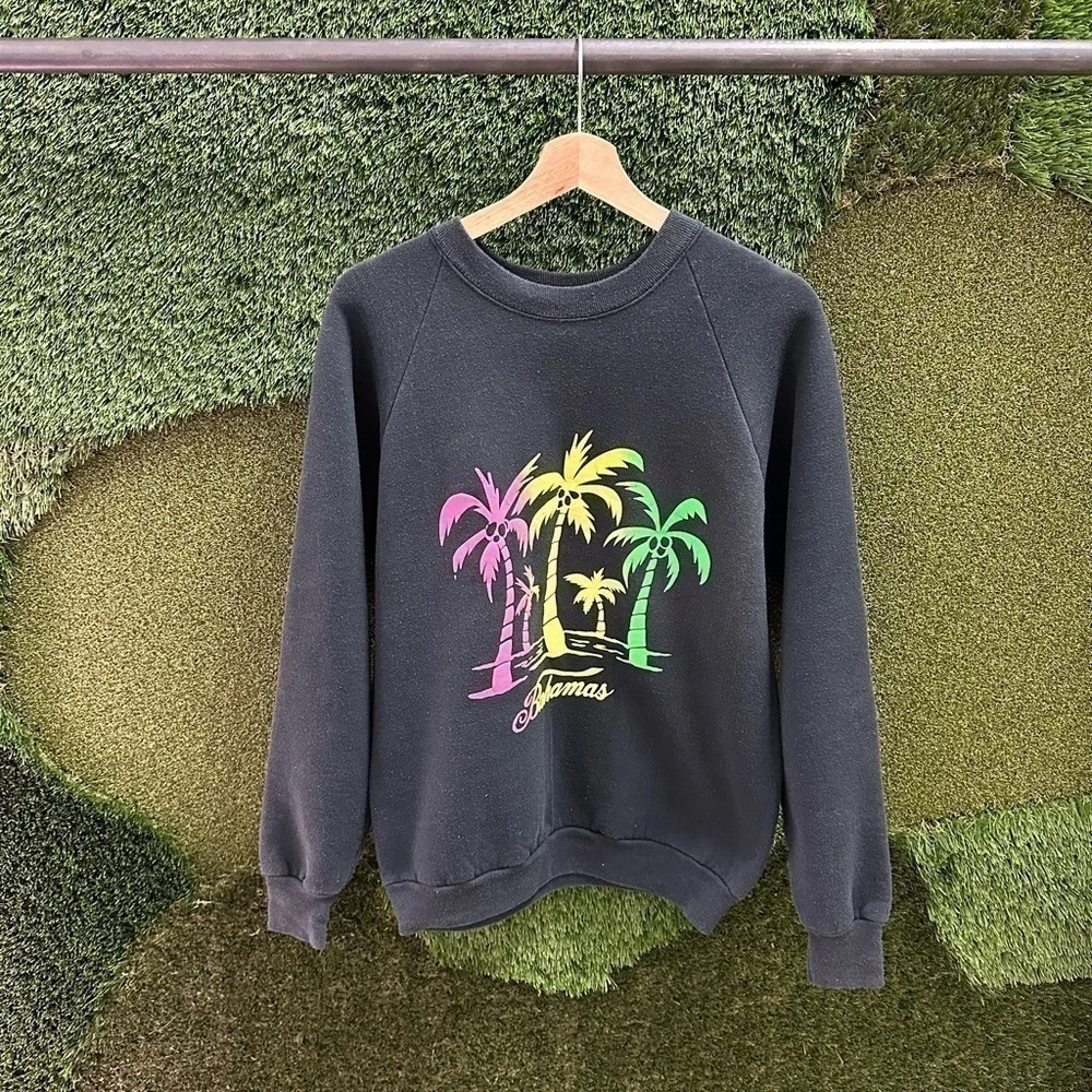 Vintage Black Sweatshirt 🌴👙🍊MIAMI VICE VIBES 🚤🍍🌴🦩